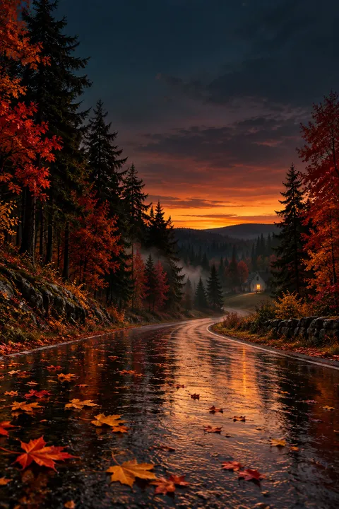 Maple Backroad Nightfall: lyric video Look, Fall category